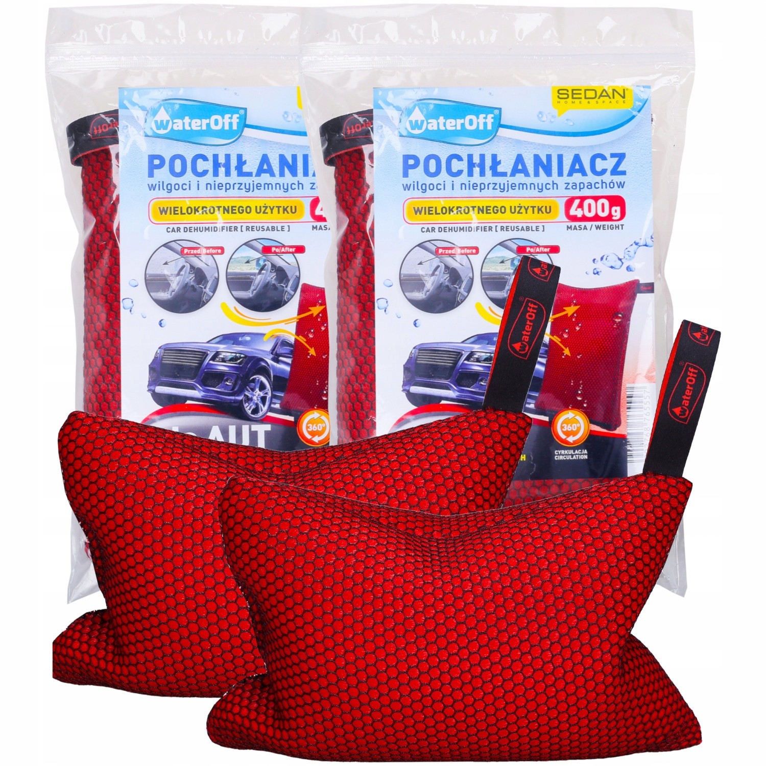 2 x absorbér vlhkosti pre auto - obnoviteľné 400 g