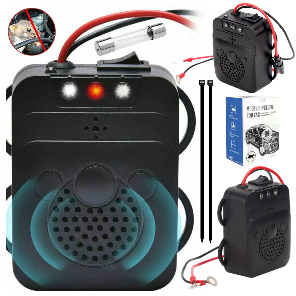 Odpudzovač hlodavcov do áut - 12V auta repeller LED auto