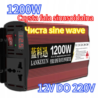 Prevodník napätia do auta 1200W 12V až 220 V Pure Sine Wave Inverter