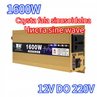Konvertor napätia do auta 1600 W čistá sínusová vlna 12V až 220