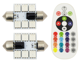 Žiarovky - 2 C5W LED žiarovky RGB farebné diaľkové ovládanie 5 36 mm režim