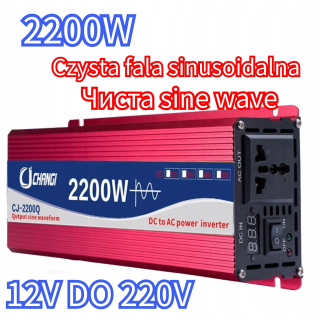 Invertor do auta 2200W 12V DO220V Čistý invertor sínusoidných vĺn