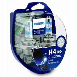 Žiarovky - 2x Philips H4 Racing Vision GT200 +200% set