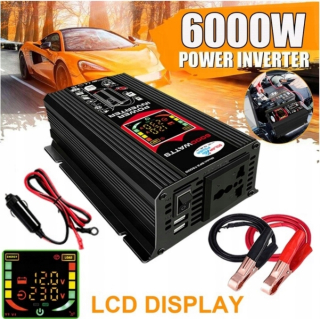 Konvertor do auta 6000W meničový menič meniča 12 V 220V