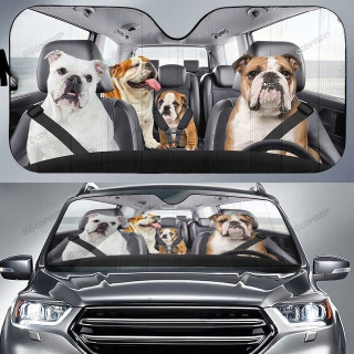 Slnečná clona do auta - Bulldog English Rodink Family