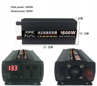 Automobilový invertor - Čistá sínusová vlna 1600 W 12V až220V