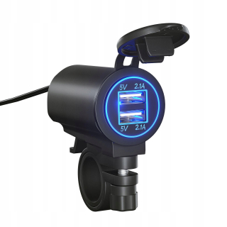 Dvojitá nabíjačka automobilu USB 2x 2.1a vodotesná zásuvka