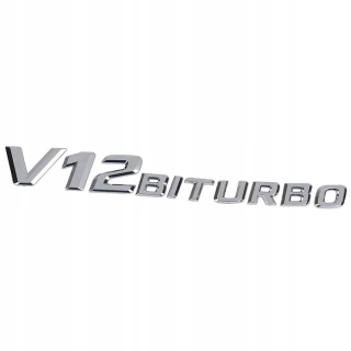 Znaková pečiatka v12 biturbo chróm 3D mega olsztyn