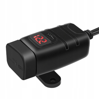 Motocyklová nabíjačka voltmeter 2xusb qc 3.0