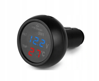 Nabíjací voltmeter na nabíjačku USB 3in1 12/24 V