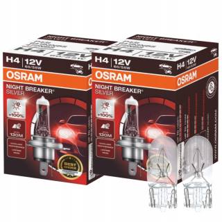 Žiarovky - Silné žiarovky H4 Osram Night Breaker Silver + W5W