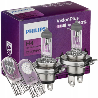 Žiarovky - H4 Philips VisionPlus + 60% + W5W žiarovky