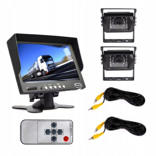 Cúvacie kamery - Monitor 7 palcov 12/24 V zbernica TIR + 2x fotoaparát 10m