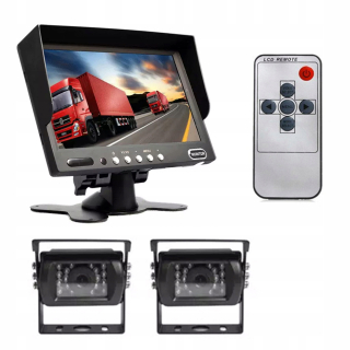 Cúvacie kamery - Monitor 7 palcov 12/24 V zbernica TIR + 2x kamera 15 m