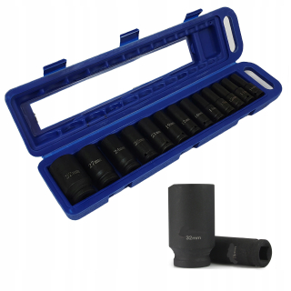 Kľúče nástrčné nárazové - Prílohy s dlhým nárazom 1/2 set 13 ks 10-32 mm