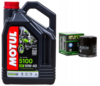 Motul 5100 4T 10W40 Oil + Hiflo Offroad Filter