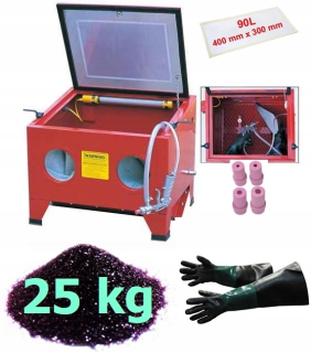 Pištoľ na pieskovanie - Kabína pieskovník 90 l + 25 kg abrazívneho