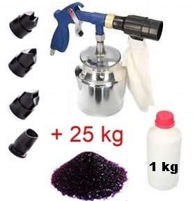 Pištoľ na pieskovanie - Sandblasting Gun s zotavením + Corundum 26 kg