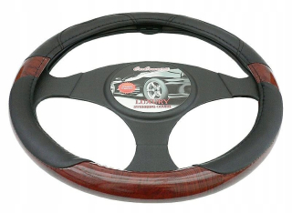 Poťah na volant - Kryt riadidla 37-39,5 cm čierne drevo 42548