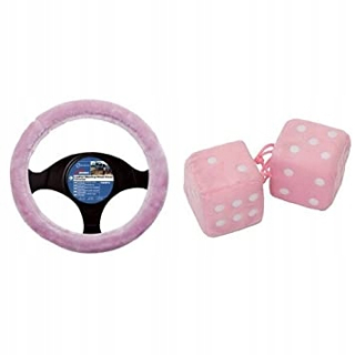 Poťah na volant - Kryt + kocky pre zrkadlovú ružovú súpravu
