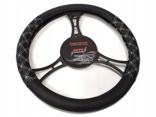 Poťah na volant - Kryt volantu M 37-39 cm čierna biela vlákna