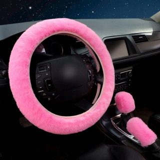 Poťah na volant - Ružový kryt pre teplý kožušinový volant