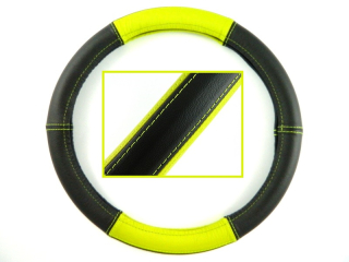 Poťah na volant - Kryt volantu čierna + zelená koža