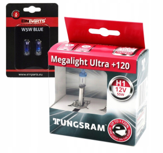 Žiarovky - Tungsram Megalight Ultra H1 + 120% 12V 55W + W5W