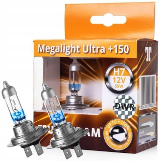 Žiarovky - Tungsram H7 12V 55 v Megalight Ultra 150% (2 ks)