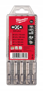 Vrtak, vrtáky - Milwaukee SDS-Plus MX4 Set, 4-kub