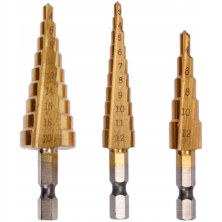 Vrtak, vrtáky - Postupné kužeľové vŕtačky pre skrutkovač Hex X3 PCS.