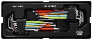 Vložka do vozíkov na náradie - Klávesy Corona Torx Almbus Vložte kufor S2 C 1209