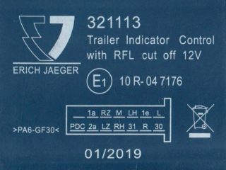 Zásuvka pre prívesný vozík - Elektrická partia Ericha Jaeger 748276