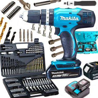Vrtačka - Makita Screwdriver 5463563 18 V + Sada nástrojov označená TA208 109 EL.