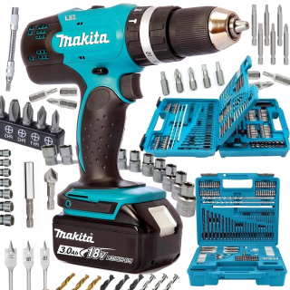 Vrtačka - Makita Screwdriver 5463563 18 V + Sada cvičení a bitov Makita B-49373 75 ks.