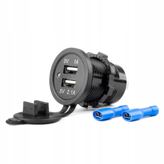 Nepremokavá nabíjačka s zásuvkami 2xUsB 12/24 V