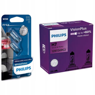 Žiarovky - Philips H7 + 60% + W5W White Vision 4300k Žiarovky
