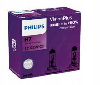 Žiarovky - Philips H7 Vision Plus +60% 12V 55 W 2 Žiarovky