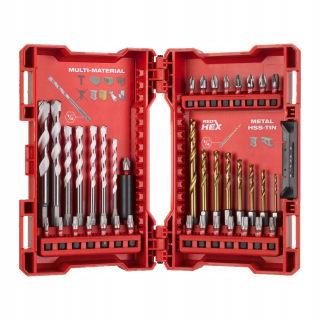 Bity, nadstavce - Súprava vrtákov a bitov Milwaukee 4932479854 39 kusov červená
