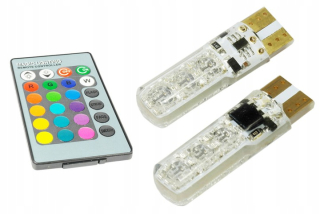 Žiarovky - Žiarovky automobilov RGB LED W5W T10 + diaľkové ovládanie