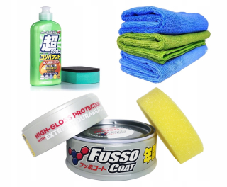 Vosk + čistiaci prostriedok + Soft99 Fusso Light Cloths