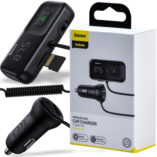 Baseus vysielač FM Bluetooth USB nabíjačka 3.1a