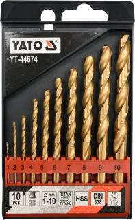 Kovová vŕtačka Yato HSS-Tin 10ks 1-10 mm